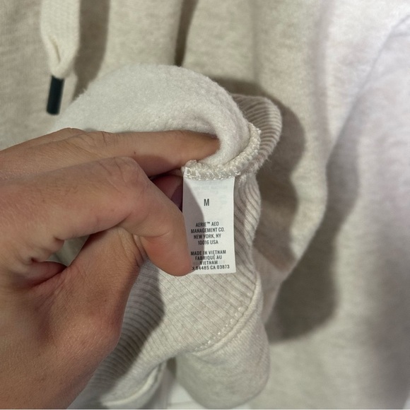 Aerie Oversized Hoodie Cream Size Medium Fleece Super Soft Lounge - Picture 7 of 9